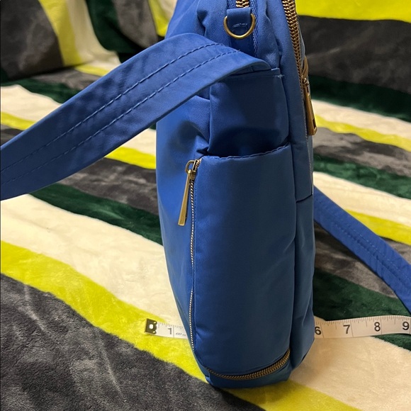 Travelon Royal Blue Crossbody Messenger Bag with Gold Hardware - Picture 6 of 13